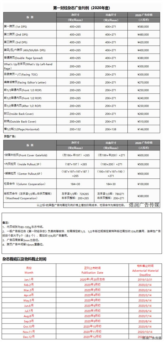 第一财经杂志刊例