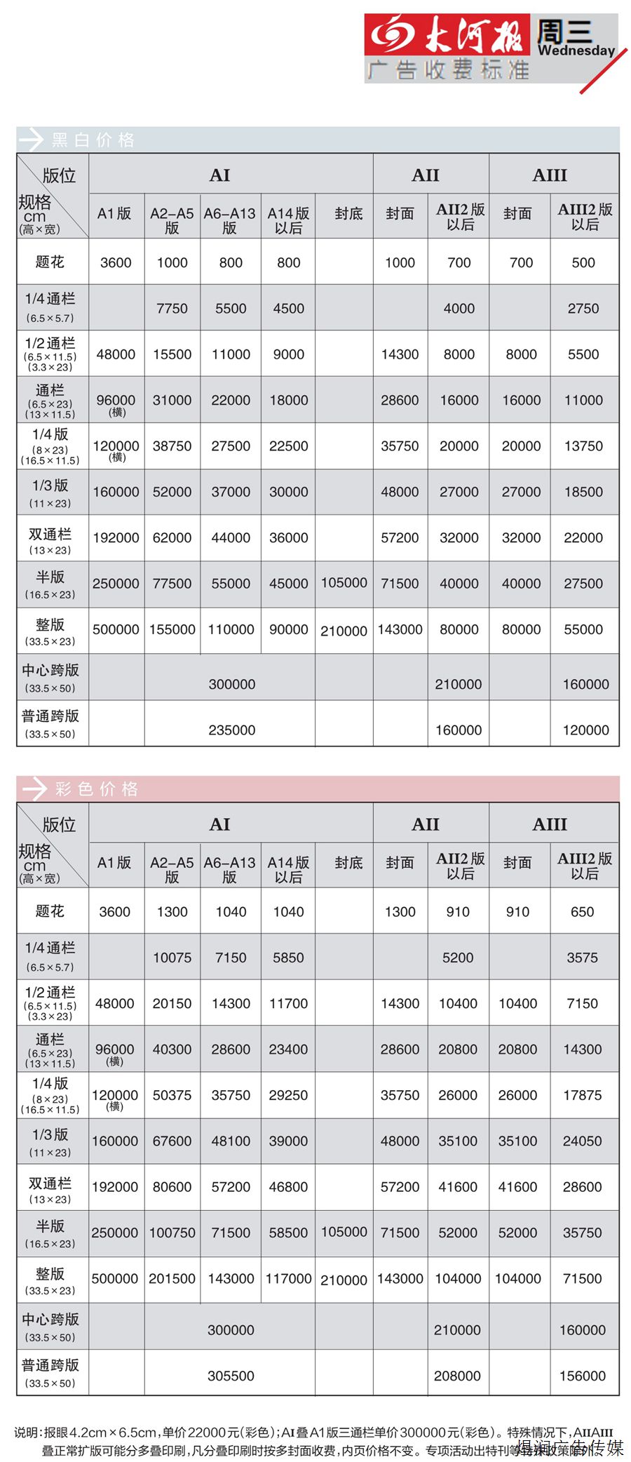 大河报广告价格