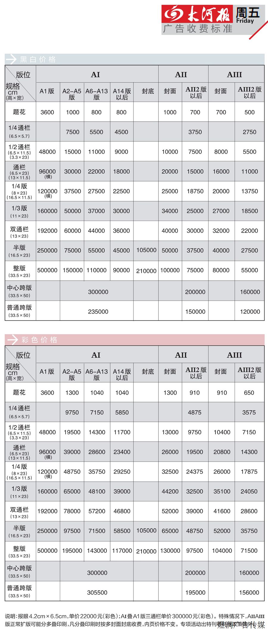 大河报广告价格